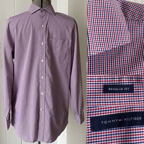 Tommy Hilfiger Mens Check Cotton Reg Fit Button Up Shirt NWOT - Picture 1 of 15